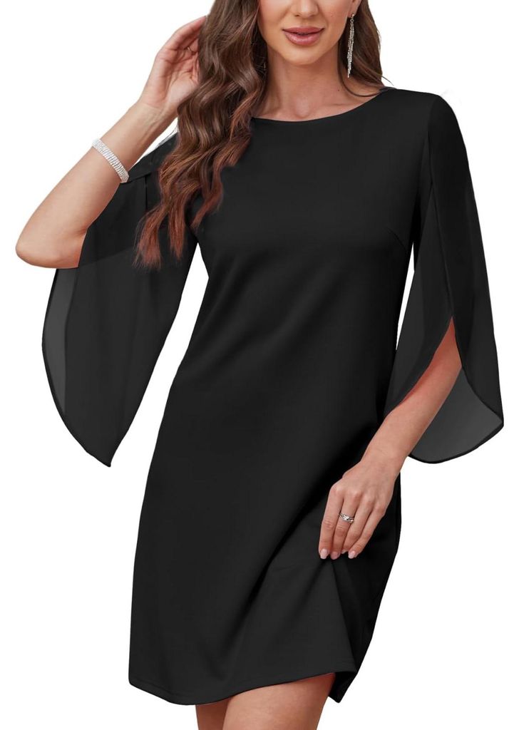 Elegantes Cocktailkleid mit 3/4-Ärmeln und A-Linien-Schnitt Produktbild 