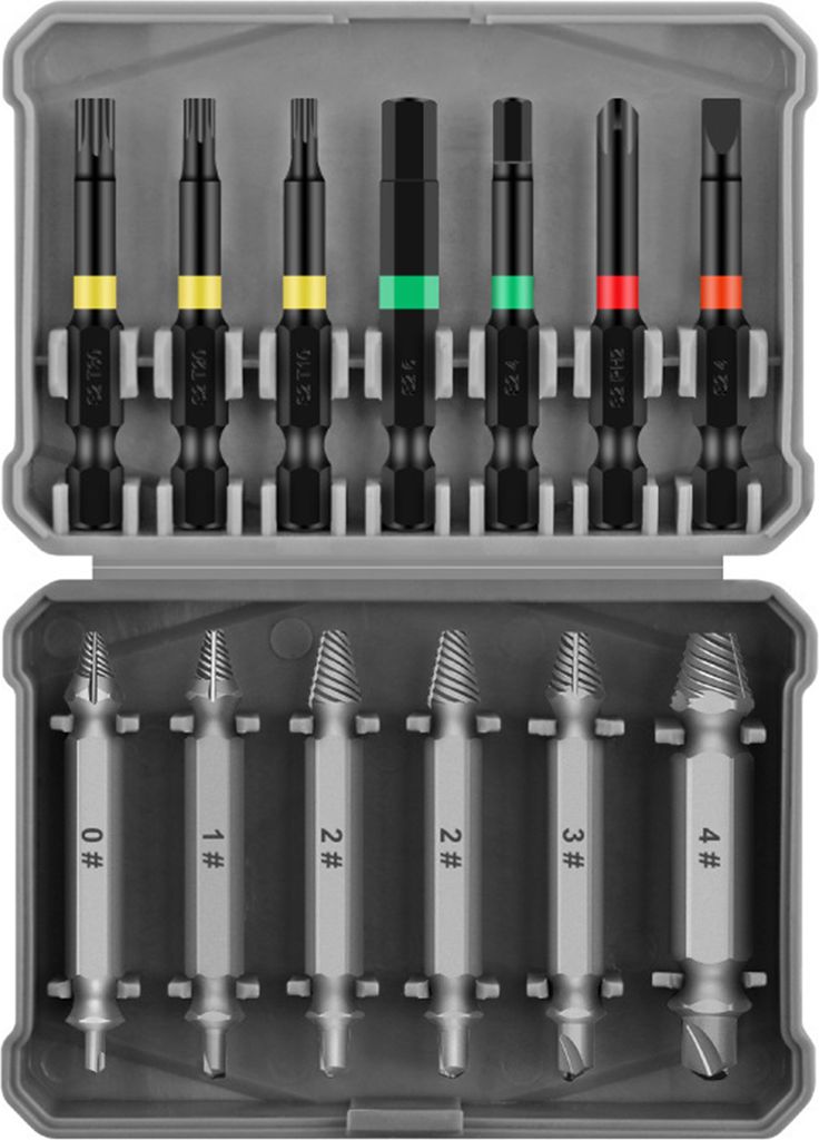 13-teiliges Mini-Werkzeug zum Entfernen beschaedigter Schrauben, Stahl, gebrochener Speed-Out-Schraubenausdreher, Bohrer, Schraubenausdreher-Set fu...