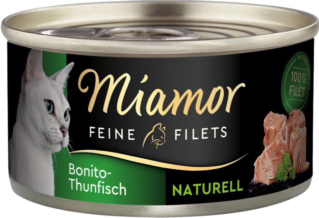 Miamor Feine Filets naturelle Bonito Thunfisch, Adult, jede Rasse, Thunfisch, 80 g