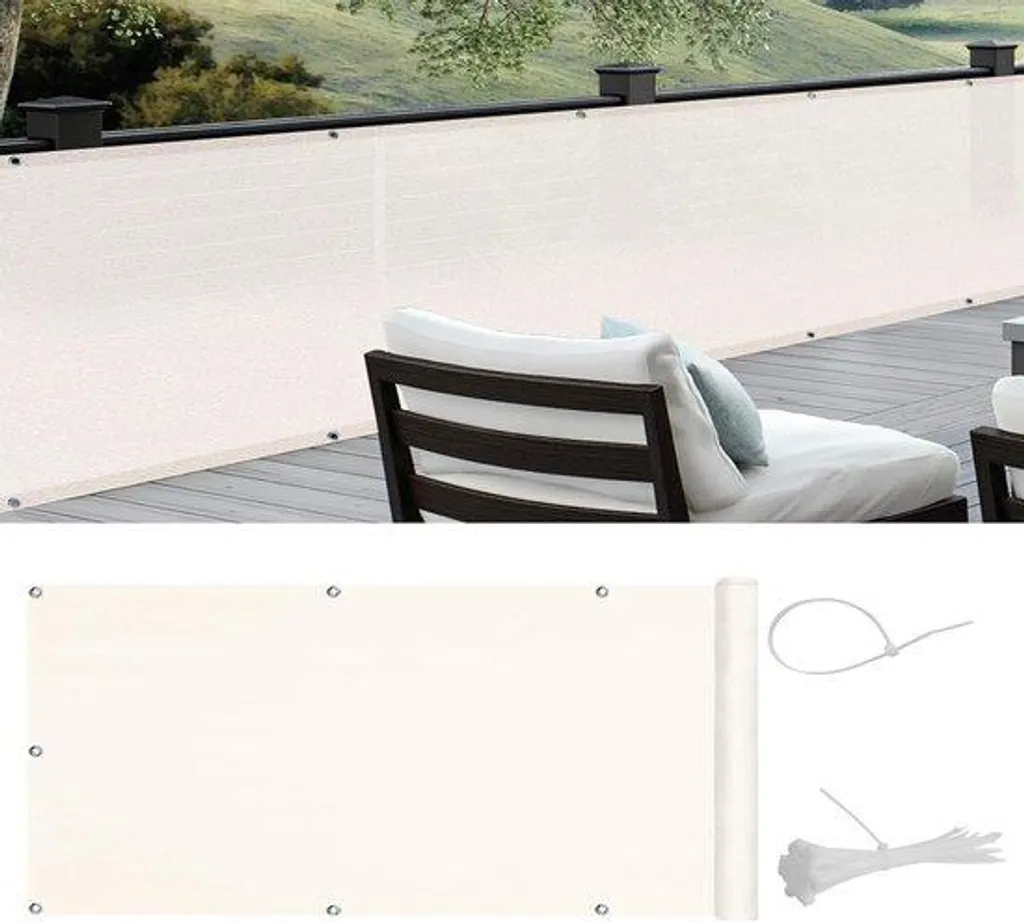 Protection visuelle balcon anti-regard 80x400 cm HDPE blanc crème robuste
