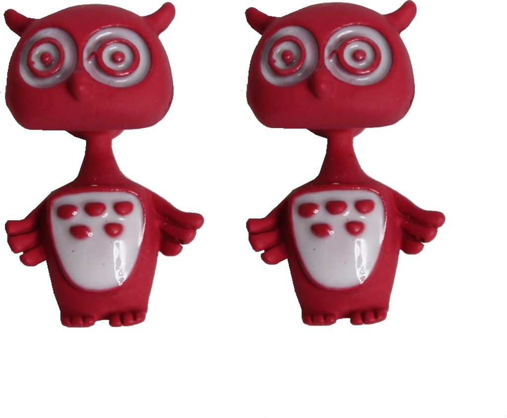 3D Eule Ohrstecker Ohrringe in der Farbe Rot Produktbild 