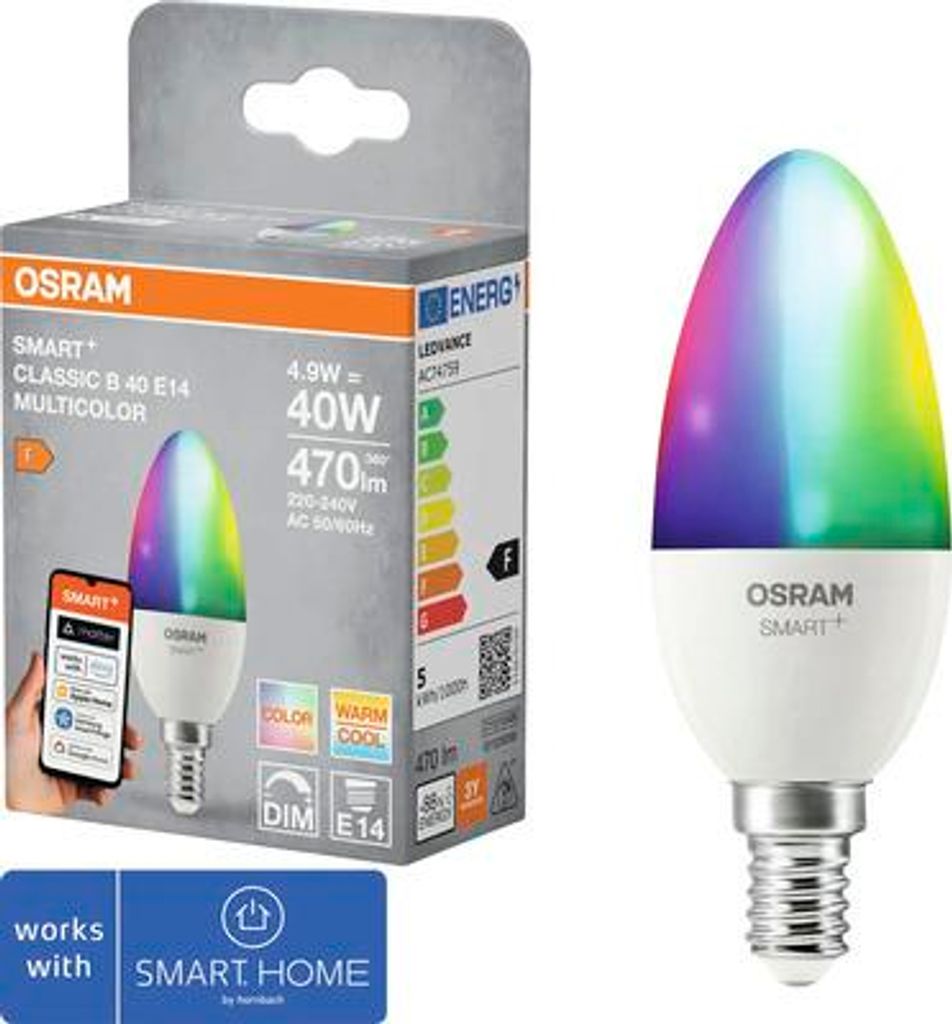 Osram SMART+ MATTER Classic B40, 4,9 W, 40 W, E14, 470 lm, Produktbild 