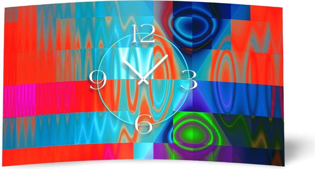 Digital Art Techno bunt Designer Wanduhr modernes Wanduhren Design leise kein ticken DIXTIME 3DS-0256