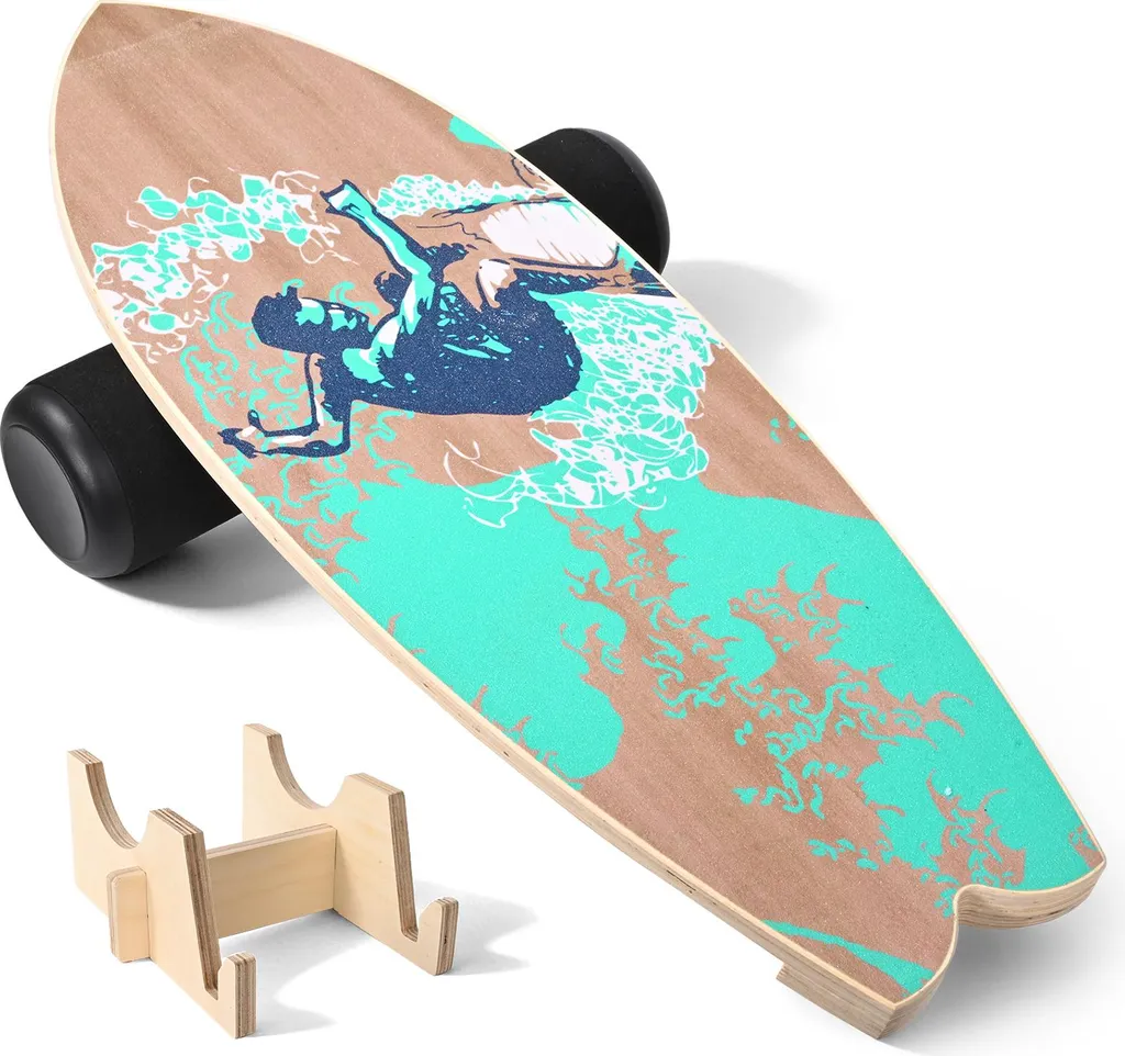 Planche d'équilibre design bois de noyer bleu spécial gainage et yoga