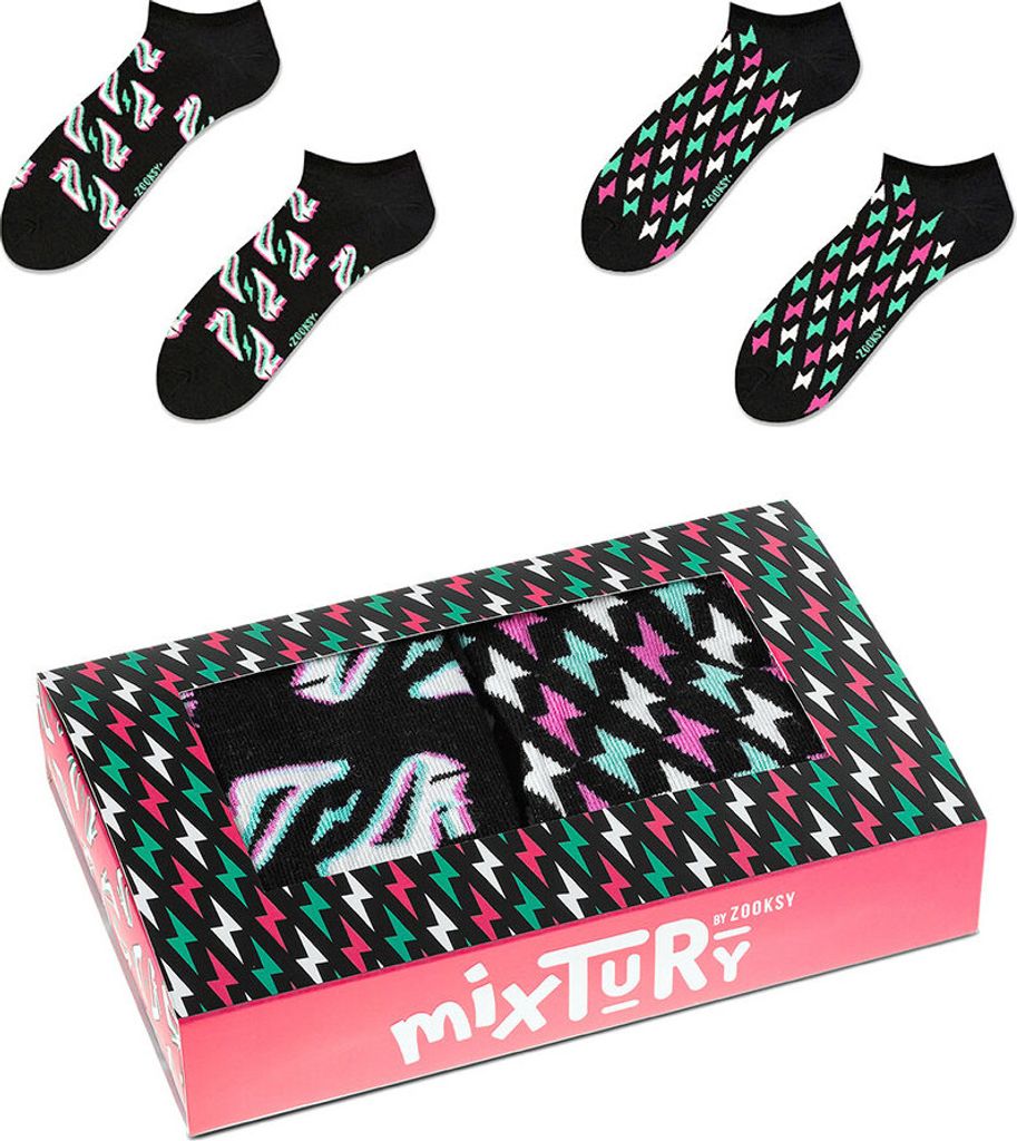 2 Paar Kurze Schwarze Socken für Herren, Größe 41-46, Funsocken mit Stilettos und Blitz