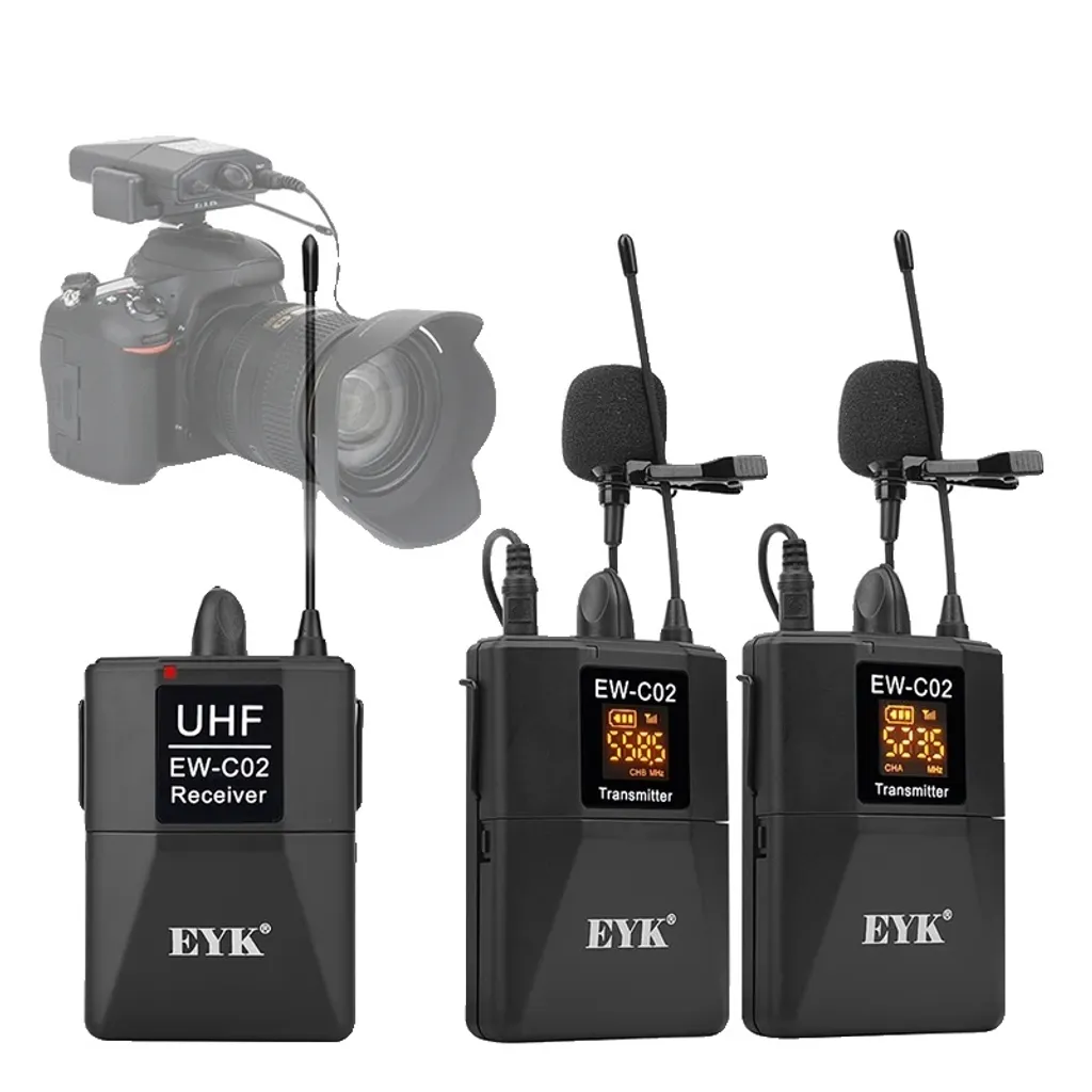 Microphone sans fil double portée 60m et 30 canaux UHF stables