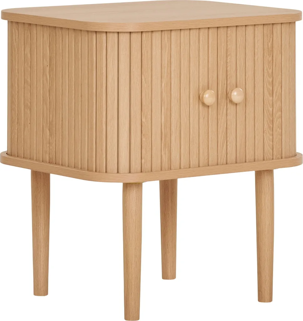 Meuble d'appoint Nikko pour salon ou chambre, design bois et persienne