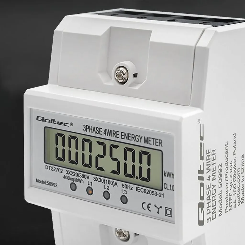 Compteur d'énergie électronique 100A triphasé avec affichage LCD 4P - 4