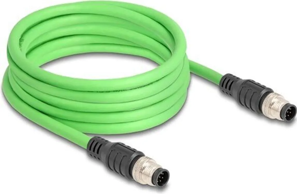 Delock - Cavo di rete - da 8 pin M12 (M) a 8 pin M12 (M) - 5,0 m - 6,8 mm - SF/UTP - codifica A - verde (80414)