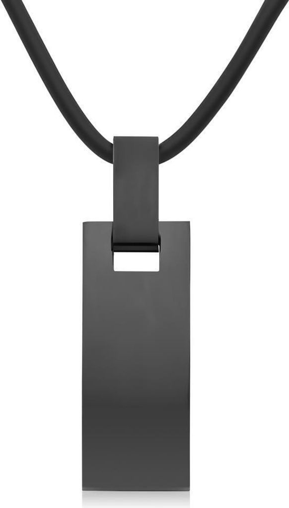Schwarzer Edelstahlanhänger inkl Kautschukkette Unique - P5049