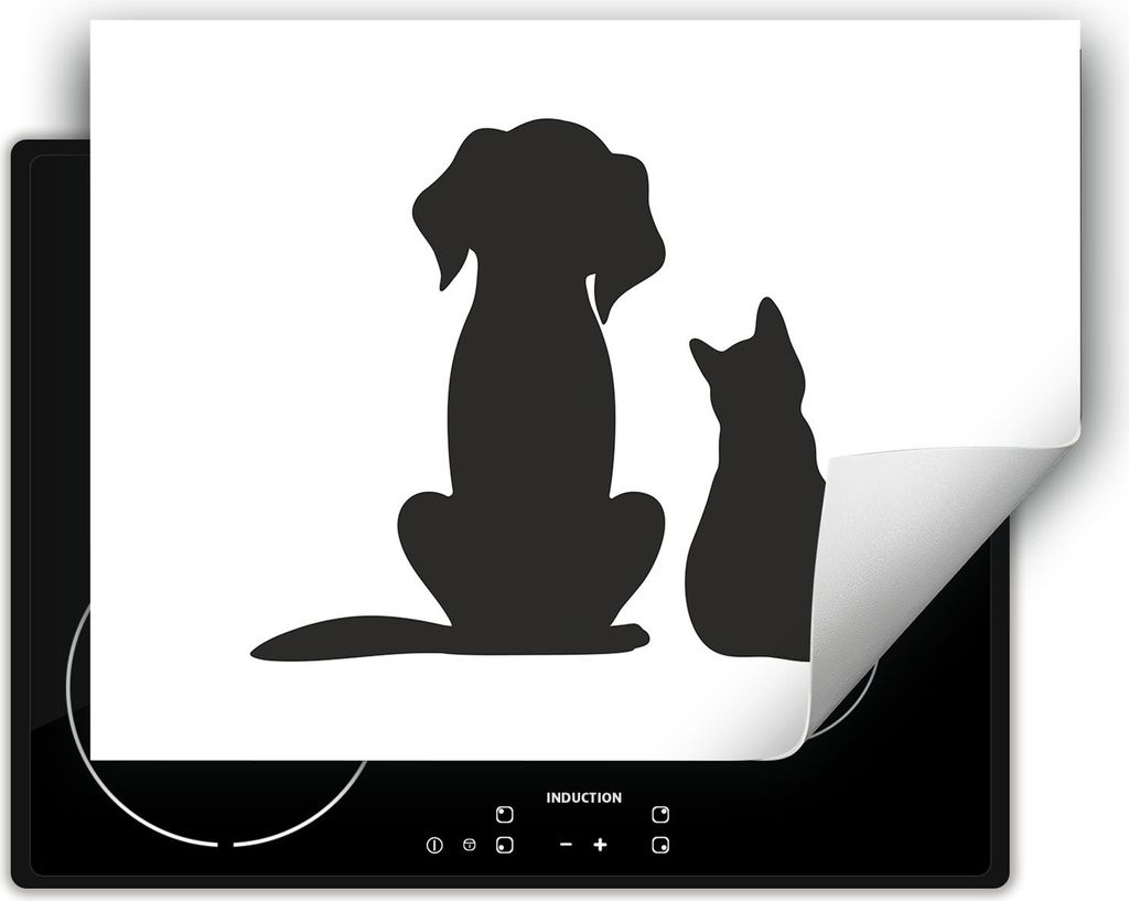 DarHaus Herdabdeckplatte 70x52 cm Anti Rutsch Matte Aufrollbar, Hund und Katze