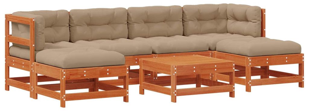vidaXL Garten-Lounge-Set 7 pcs Wachsbraun Massives Kiefernholz