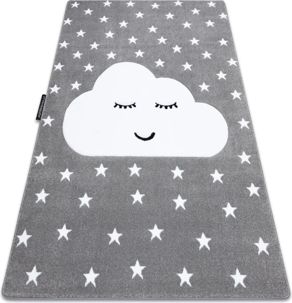 Aménager une chambre bébé avec le tapis gris nuage et étoiles 80x150