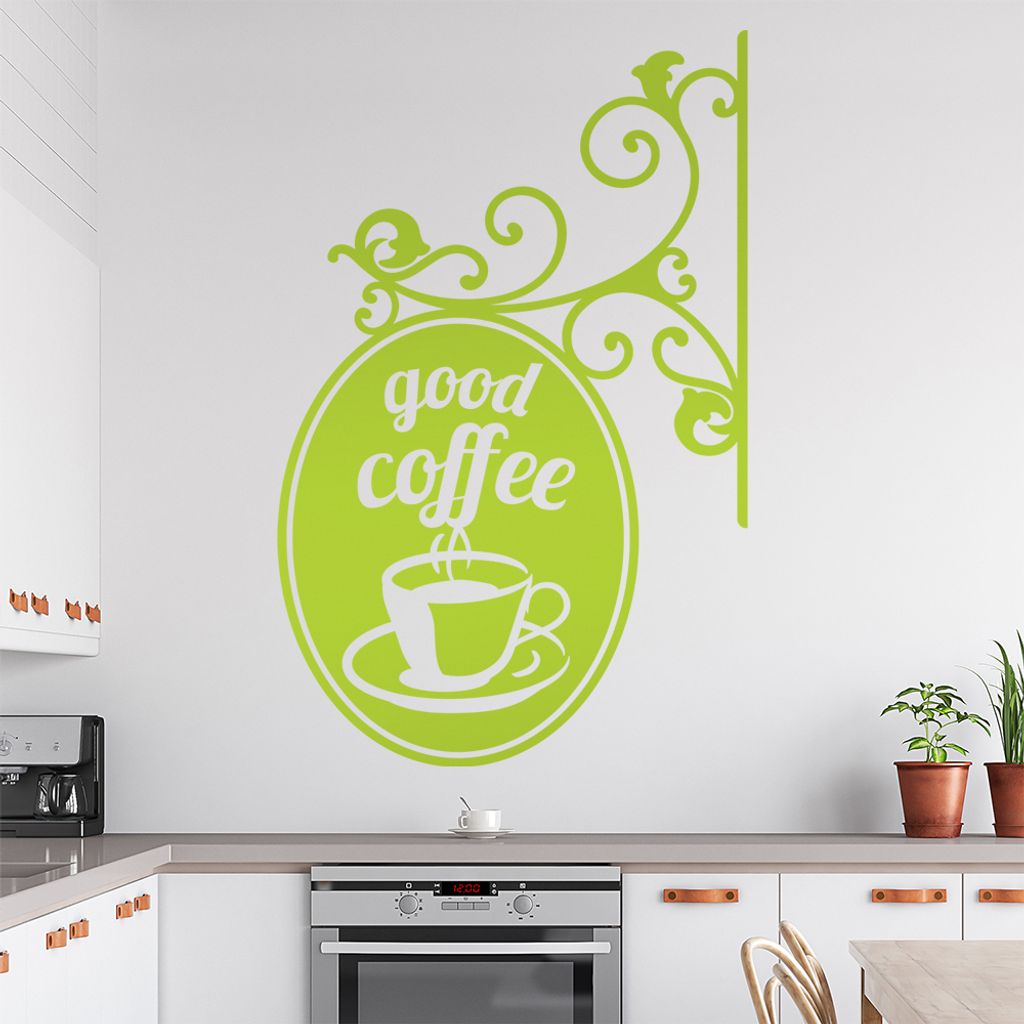 good coffee sign Wandtattoo in 6 Größen - Wandaufkleber Wall Sticker - Dekoration, Küche, Wohnzimmer, Schlafzimmer, Badezimmer