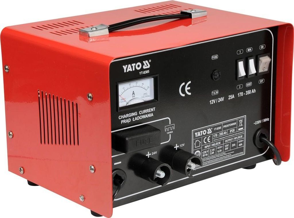 YATO Autobatterie Ladegerät Batterieladegerät 12 24V 25A Max für KFZ LKW Motorrad YT-8305