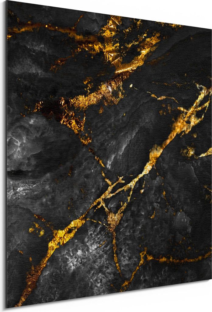 DEQORI Alu-Dibond Bild Silber 30x30 cm 'Veredelter Naturstein' Wandbild Metall dünn