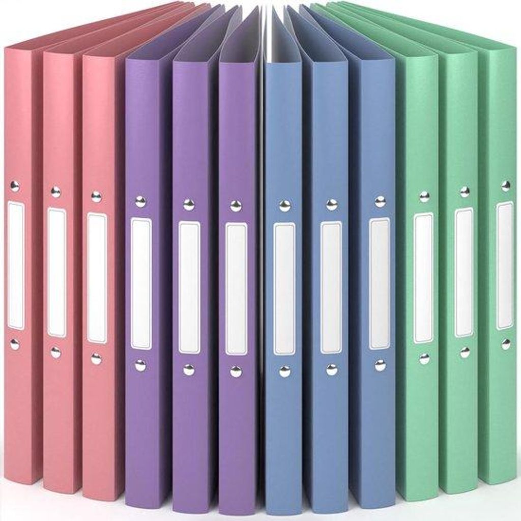 12 x A4-Blätter 2-Ring-Ordner - Natur - Wind-Kleurencollectie - 25 cm breite Schreibtischordner mit Etiketten