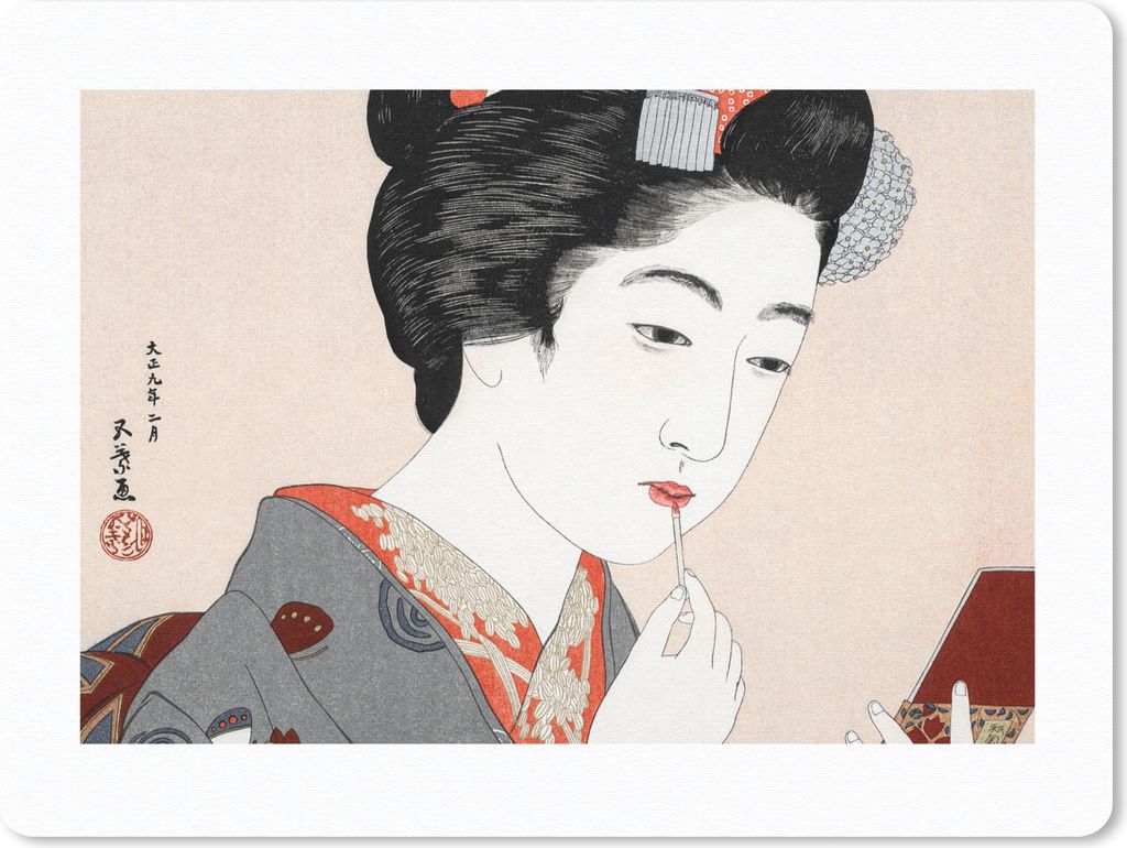 MuchoWow Mauspad Mousepad Vintage - Japanisch - Frau - Make-up 40x30 cm - Mousepads - Maus Mat - Pad - Mausunterlage - Anti Rutsch