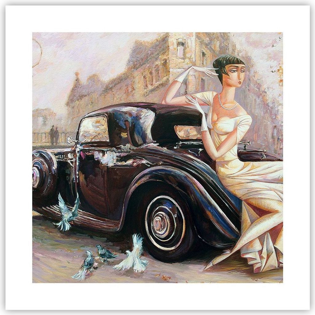 Poster - Poster ohne Rahmen - frau retro stil - 40x40 cm - Wand Bild - Wanddeko - Wandbilder - Kunstposter - Wandposter - Bilder - Kunstdruck - Wan...