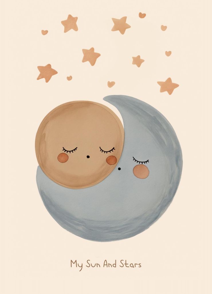 Plakat 13x18cm Muster für Kinder, Mädchen und Jungen - Schlafmütze