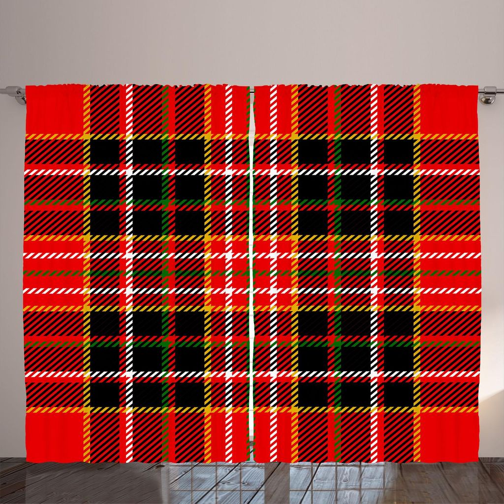 ARANDE Plaid Gardine, Vertikale und horizontale Linien Tartan Hintergrund Schottische Mode und Kultur inspiriert, 280 x 225 cm, Mehrfarbig