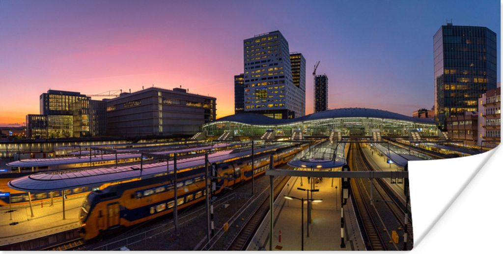 MuchoWow Poster Bahnhof - Utrecht - Zug 160x80 cm - Foto Poster