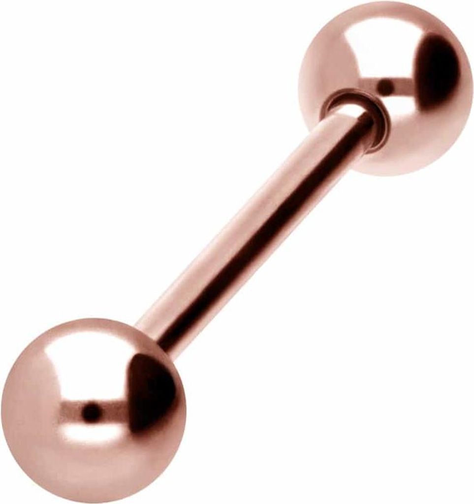 Zungenpiercing, Intim-Piercing Chirurgenstahl Barbell RoséGold Stablänge: 16mm + Stabstärke: 1,6mm + Kugelgröße: 5mm