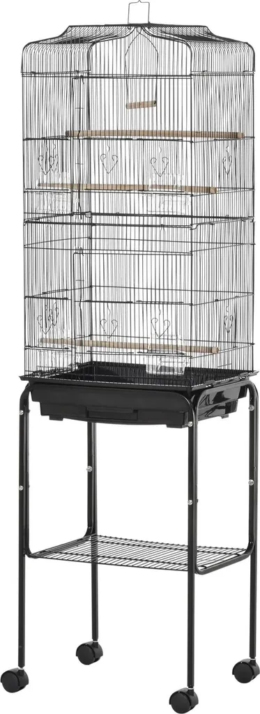 Cage oiseaux sur socle mobile pour perruches et canaris coloris noir