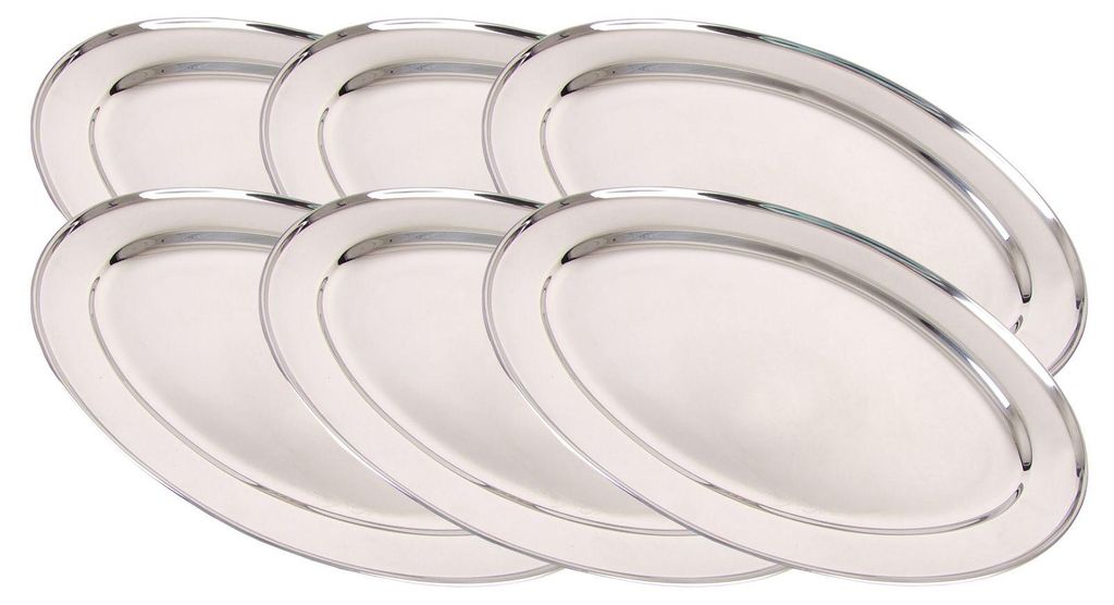6er-Set Edelstahl Servierplatte 30cm Buffetplatte Produktbild 