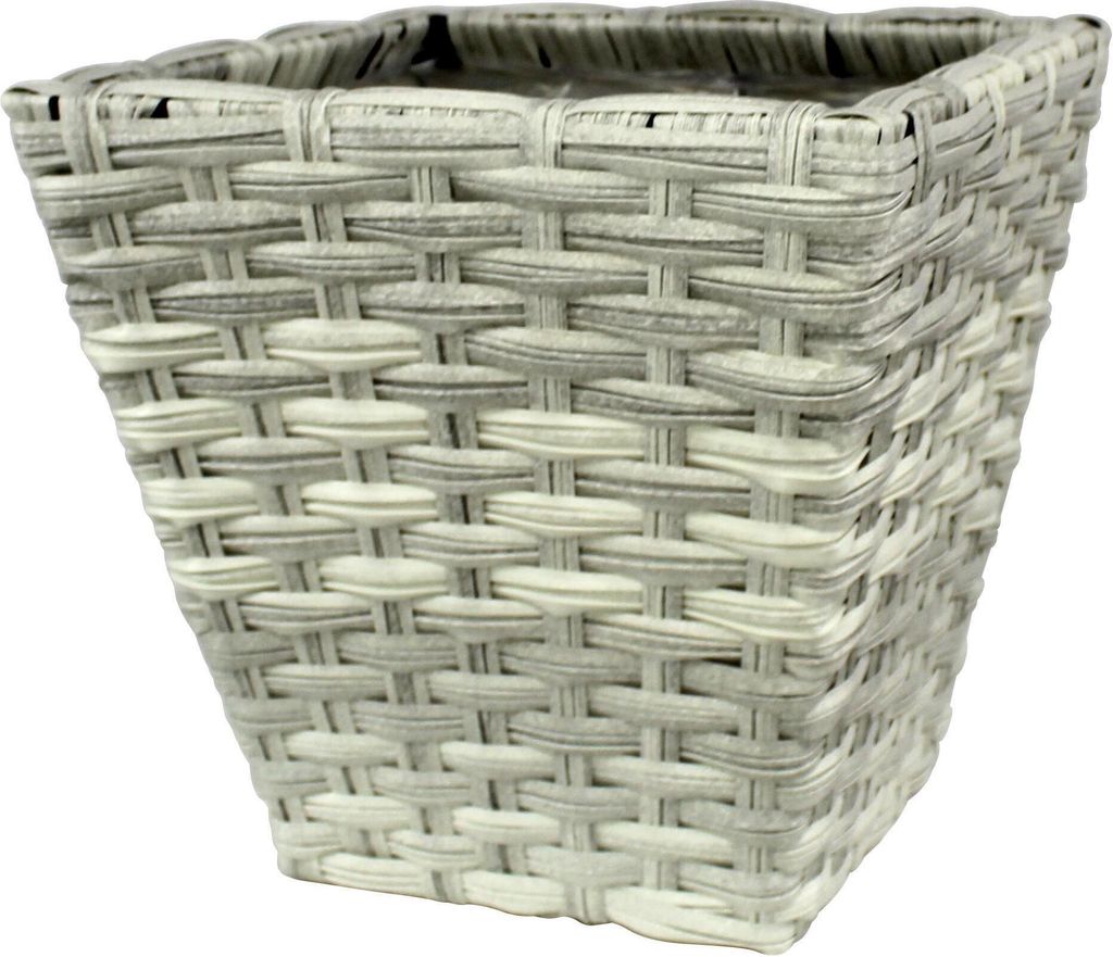 Rattan Blumentopf eckig S - 24 x 24cm - 1 Stück weiß