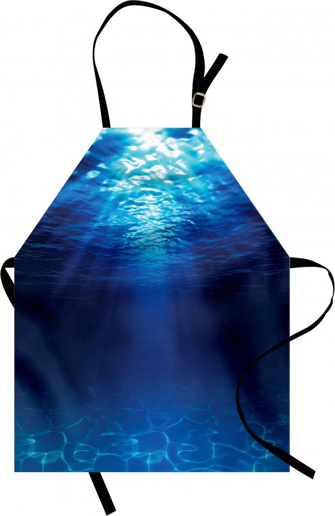 ABAKUHAUS Ozean Kochschürze, Unterwasseransicht mit Sandy Seabed Wasser Szenen Sunbeams Natur Bild drucken, Farbfest Höhenverstellbar Waschbar Kl...
