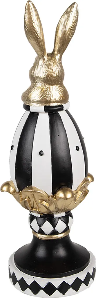 Décoration de Pâques Incassable : Lapin Œuf Design Noir Blanc 34 cm
