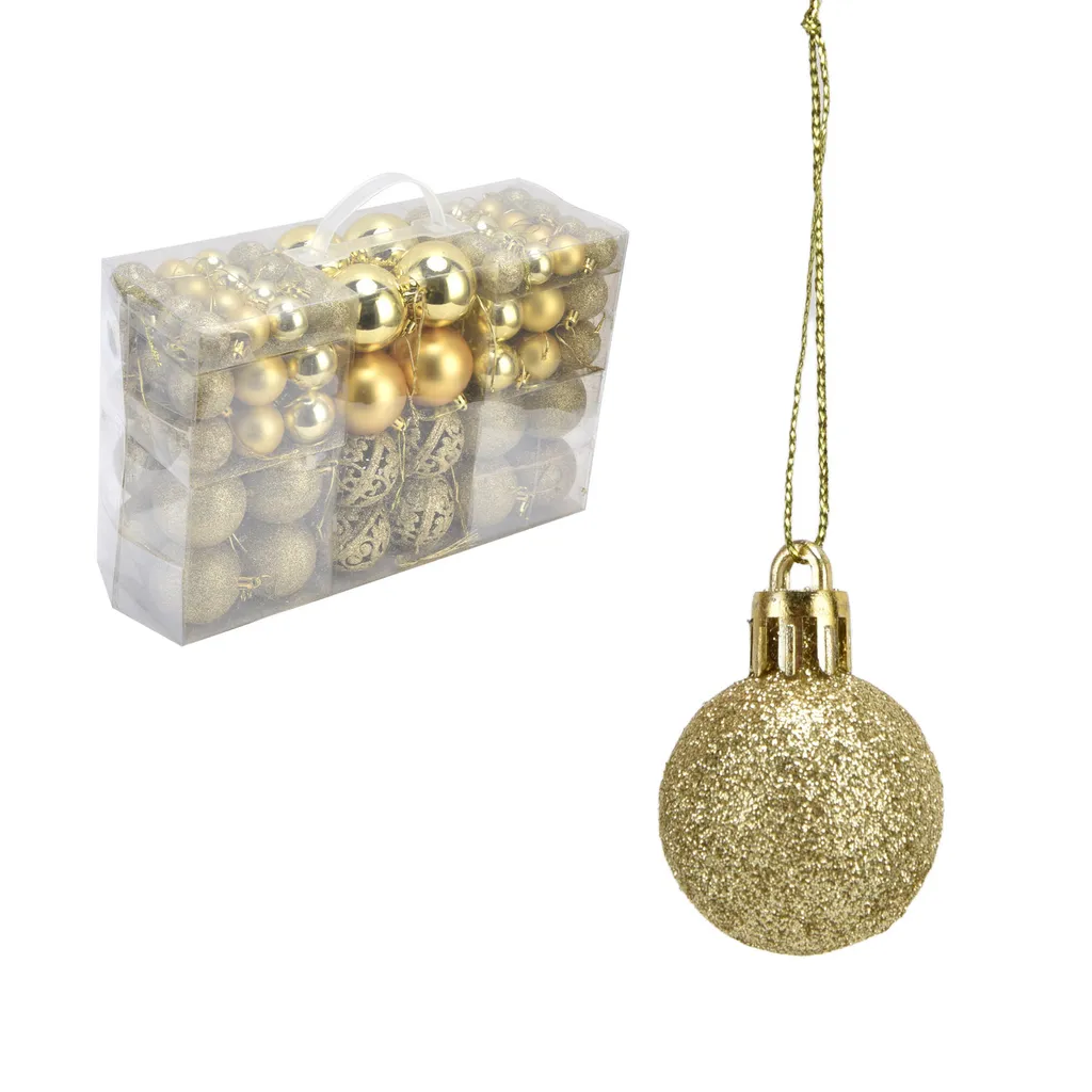 Boules de Noël Incassables Dorées 100pcs - Décorations Sapin Robustes