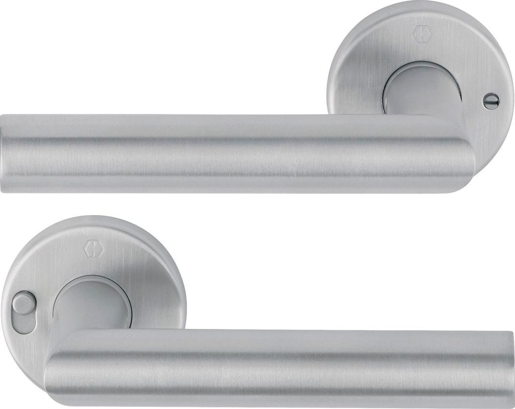 HOPPE AMSTERDAM Drückerpaar Türgriff Set, Türbeschlag, Türdrücker, einfache Montage, Edelstahl matt, Türstärke 37-47 mm, rechts, mit Schiebe...