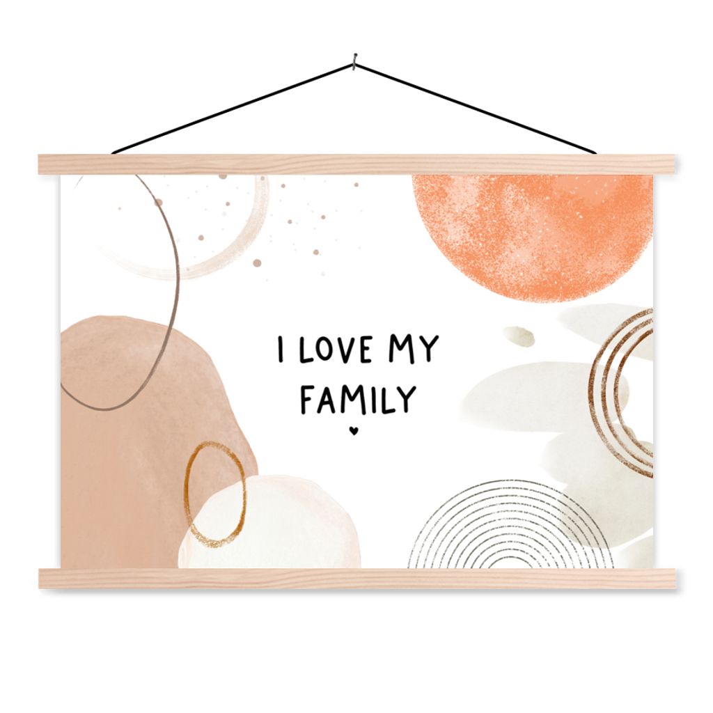 MuchoWow Textilposter Zitate - Sprichwörter - Ich liebe meine Familie - Familie 60x40 cm mit holzfarbenen Rahmen - Bilder