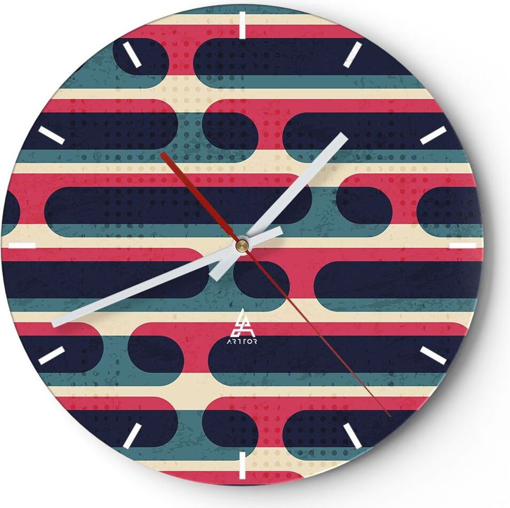 Wanduhr - Rund - Glasuhr - Abstraktion Muster Modern - 30x30cm - Schleichendes Uhrwerk - Lautlos - zum Aufhängen bereit - Dekoration Modern - Wand...