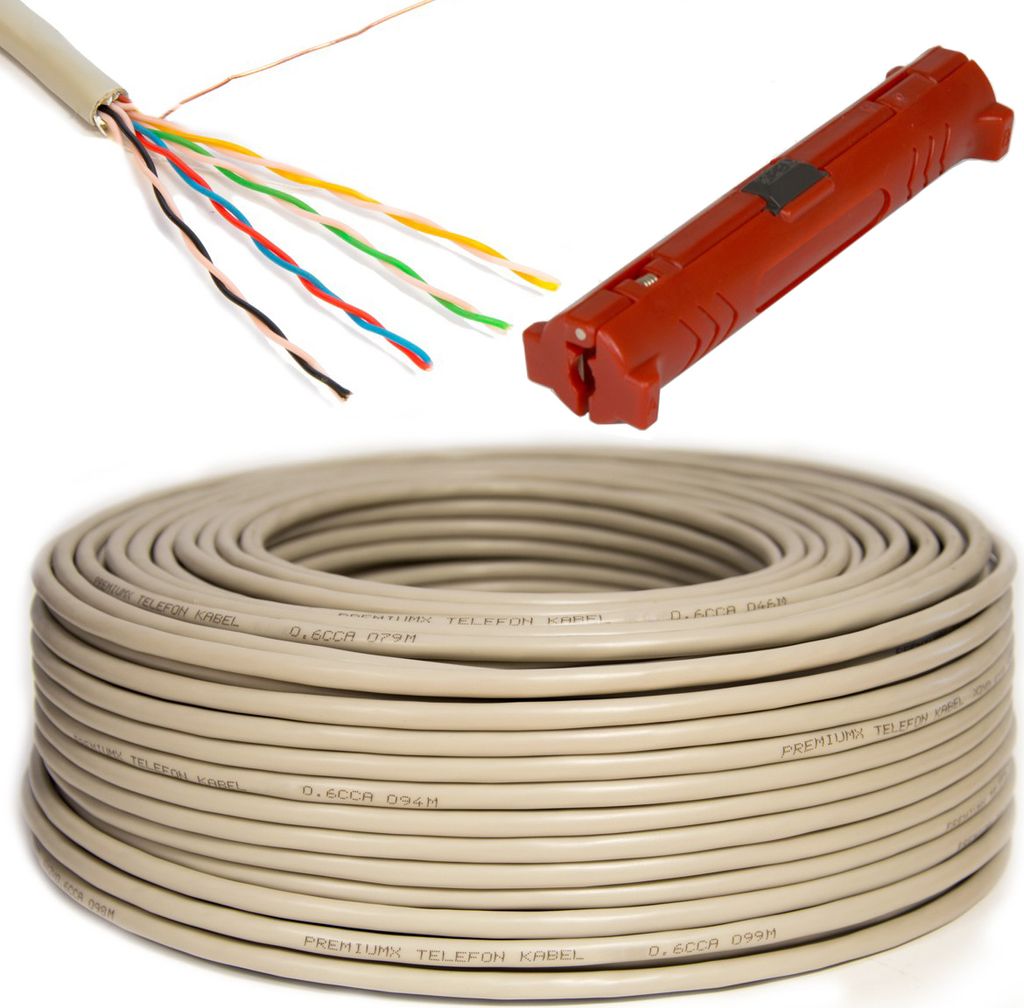 PremiumX 100m Telefonkabel 4x2x0,6mm 8 Adern Telefonleitung Produktbild 