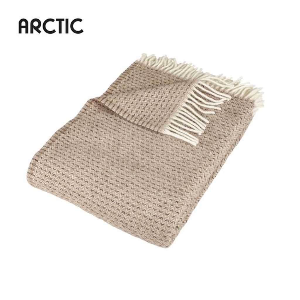 Wolldecke Wollplaid im Scandi Design aus 100% Schurwolle 130 x 200 cm Latte