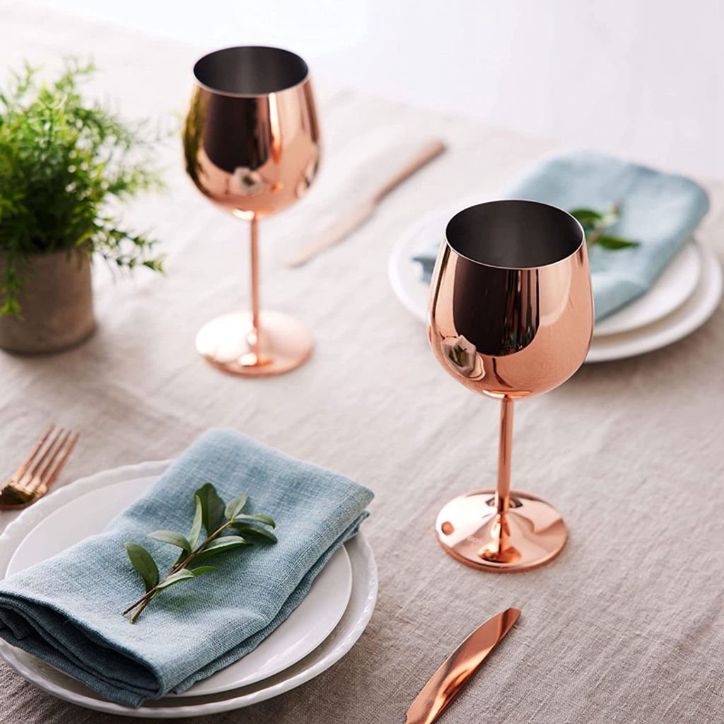 sada 4 sklenic na víno 500 ml Rose Gold z nerezové oceli Obrázek produktu 3