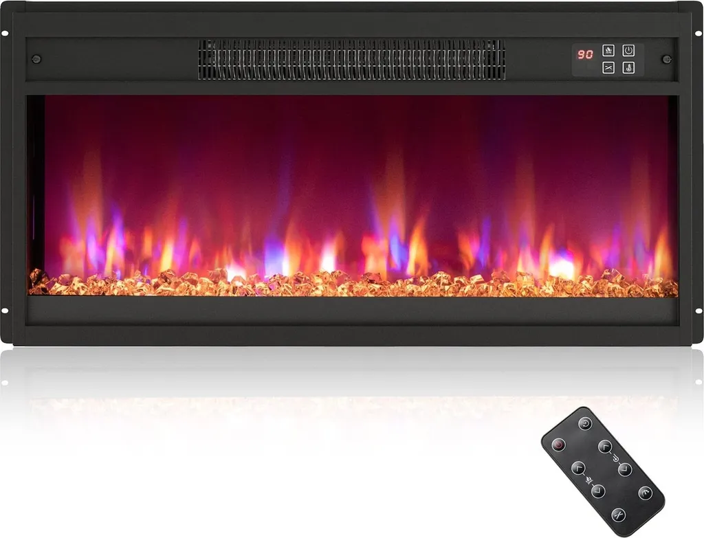Foyer électrique encastrable 26 pouces de 66 cm avec télécommande LCD