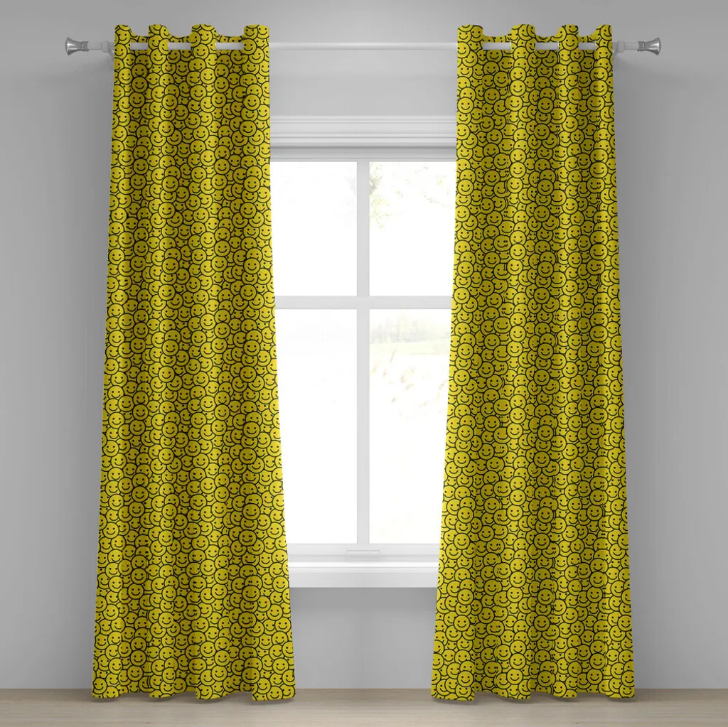 Tende ABAKUHAUS Giallo e Nero: Arredo Moderno 280x175 cm per Soggiorno