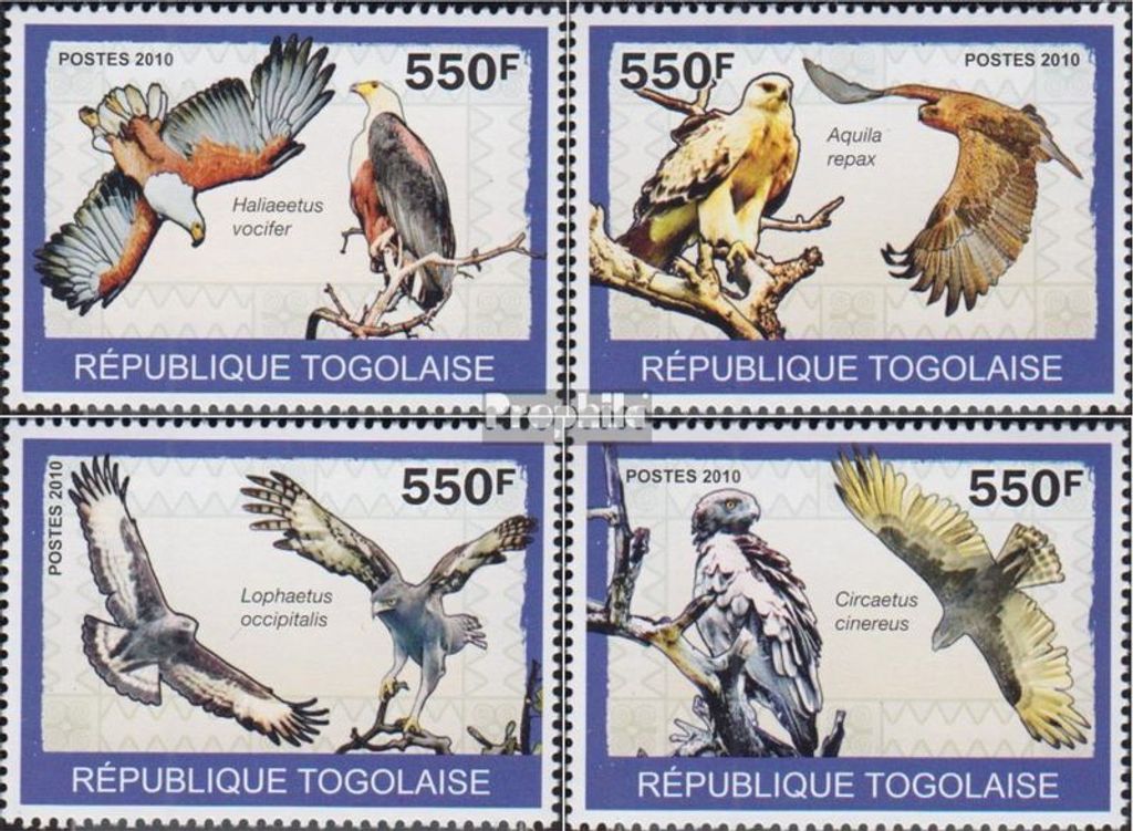 Briefmarken Togo 2010 Mi 3439-3442 (kompl.Ausg.) postfrisch Greifvögel