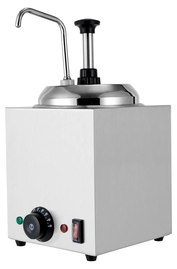 Saucenspender mit Heizfunktion, 2,5 l Edelstahl Soßenspender, Pump Saucenspender, Gewürzspender für Mayonnaise, Senf und Ketchup