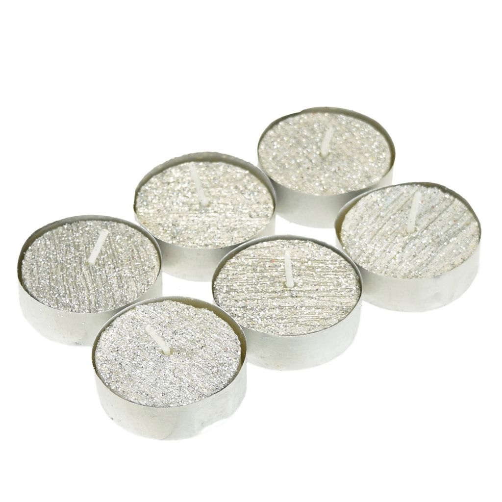 Teelichter mit Silberglitter - 6 Stück Produktbild 