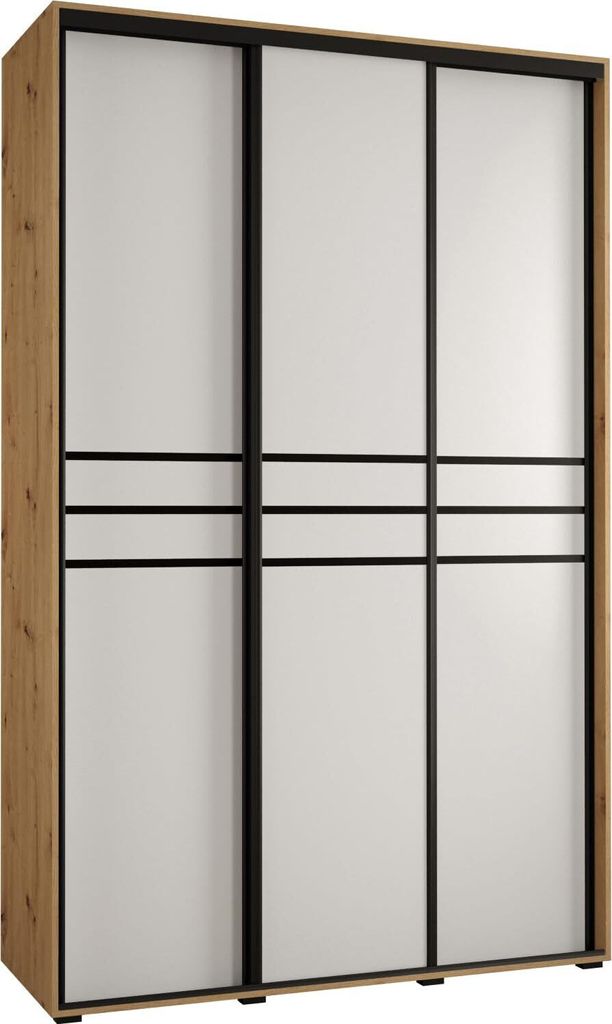 MEBLE KRYSPOL Davos 10 Schrank, drei Türen - 235,2x150x45 cm - Artisan Weiß Schwarz