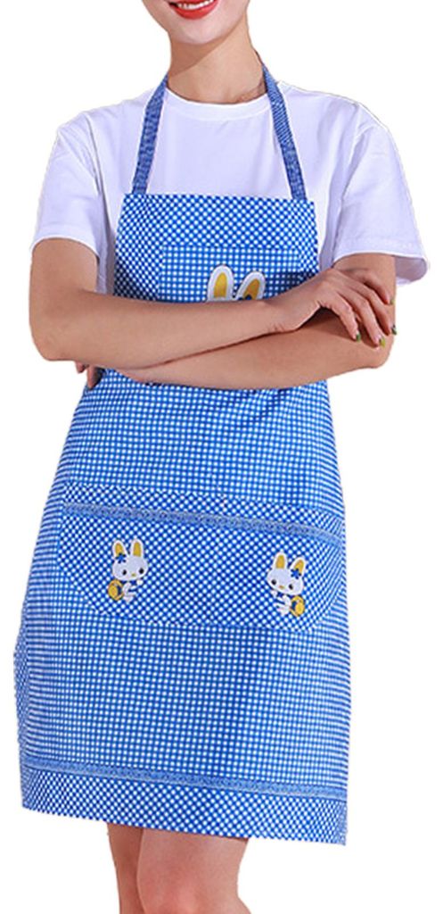 Küchenschürze, ärmellos, wasserdicht, ölabweisend, bequem, verstellbar, mit Doppeltasche, niedlichem Hasenmotiv, für Erwachsene, Damen und Fra...