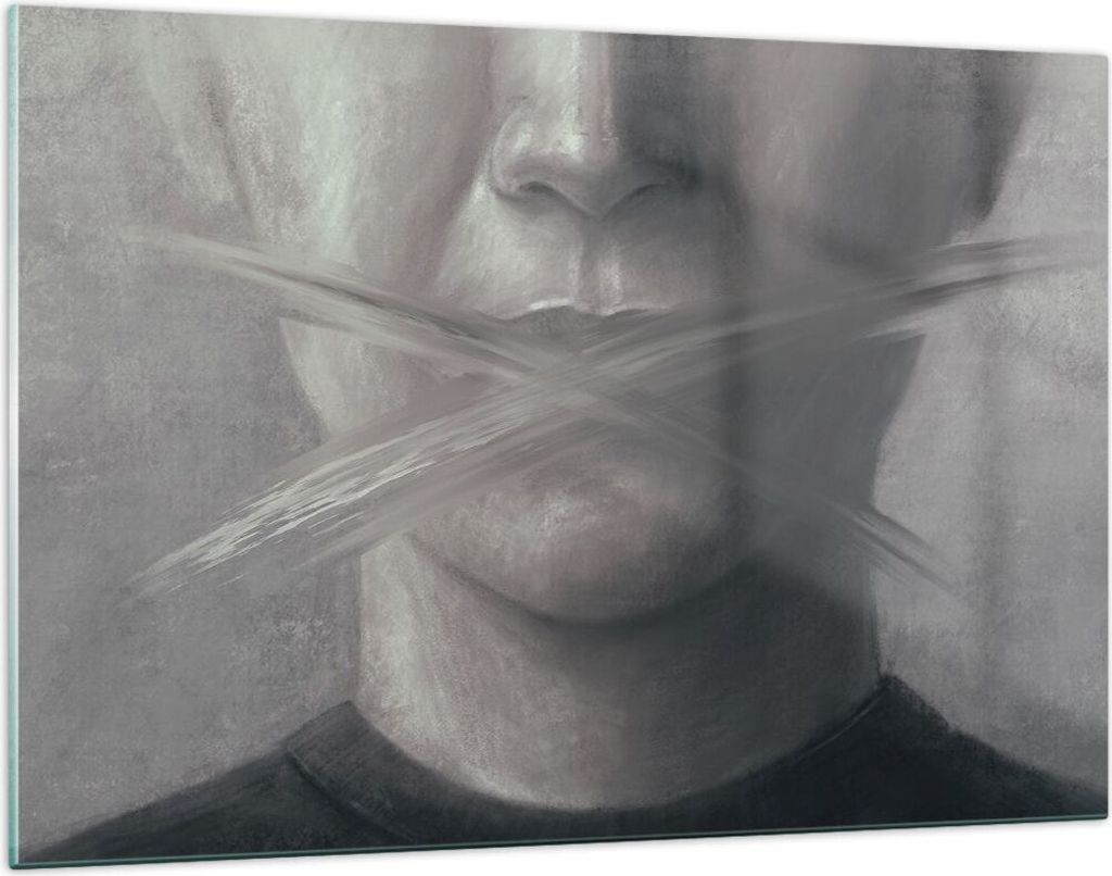 Bilder auf glas - Einteilig - Symbol Mund Sprache - 120x80cm - Glasbilder - Wandbilder - Bilder - zum Aufhängen bereit - Wanddekoration aus Glas -...
