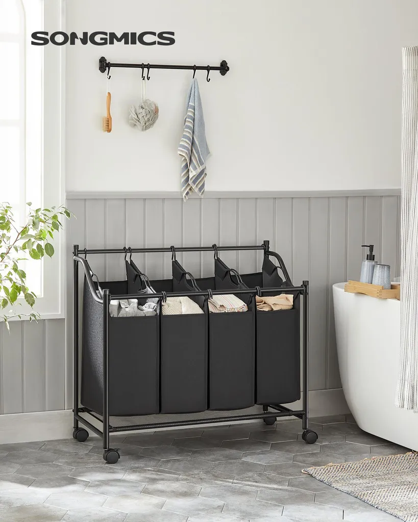 Panier à linge 4 compartiments noir : la solution pour trier sans effort - 2