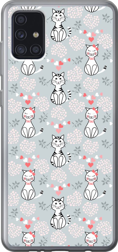 MuchoWow Handyhülle Schutzhülle Hülle für Telefoonhoesje Samsung Galaxy A52 5G Muster - Katze - Herz - Mädchen - Kinder - Mädchen Silikon S...