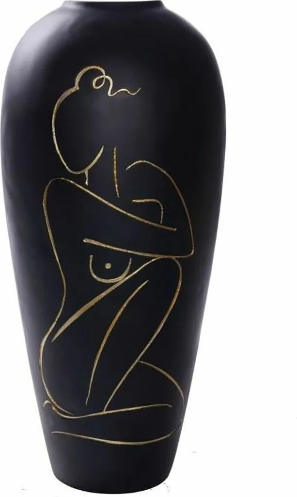 Vase décoratif pour salon moderne sculpture femme noir 34 x 34 x 73 cm